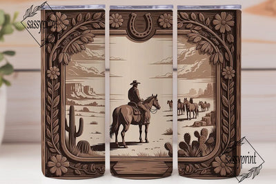 Cowboy Western Desert 20oz Tumbler Wrap Sublimation sassyprint 