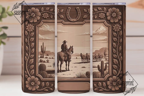 Cowboy Western Desert 20oz Tumbler Wrap Sublimation sassyprint 