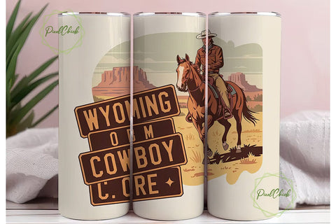 Cowboy Western Horse Tumbler Wrap Sublimation PixelChick 