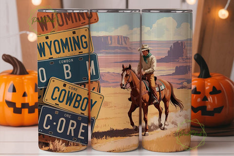 Cowboy Western Horse Tumbler Wrap Sublimation PixelChick 