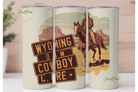 Cowboy Western Horse Tumbler Wrap Sublimation PixelChick 