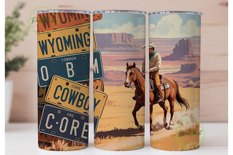 Cowboy Western Horse Tumbler Wrap Sublimation PixelChick 