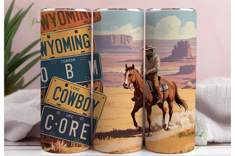 Cowboy Western Horse Tumbler Wrap Sublimation PixelChick 