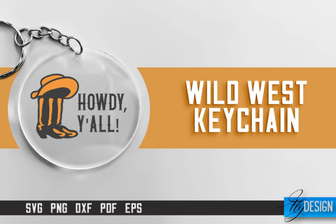 Cowboy & Wild West SVG | Keychain SVG | Cowboy Keychain Design SVG Fly Design 