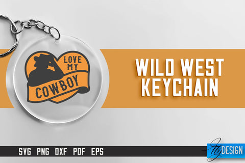 Cowboy & Wild West SVG | Keychain SVG | Cowboy Keychain Design SVG Fly Design 