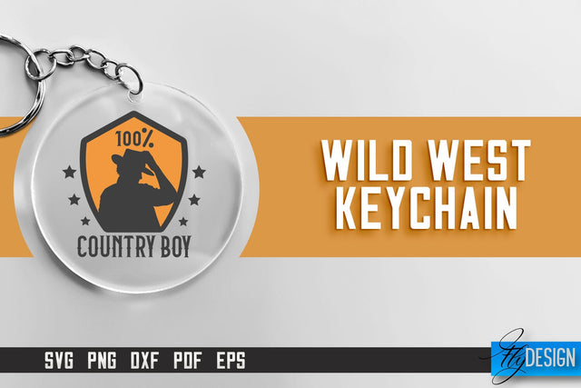 Cowboy & Wild West SVG | Keychain SVG | Cowboy Keychain Design SVG Fly Design 