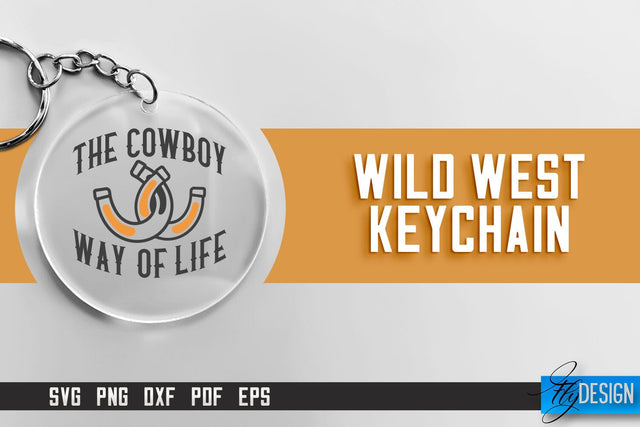 Cowboy & Wild West SVG | Keychain SVG | Cowboy Keychain Design SVG Fly Design 