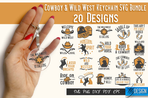 Cowboy & Wild West SVG | Keychain SVG | Cowboy Keychain Design SVG Fly Design 