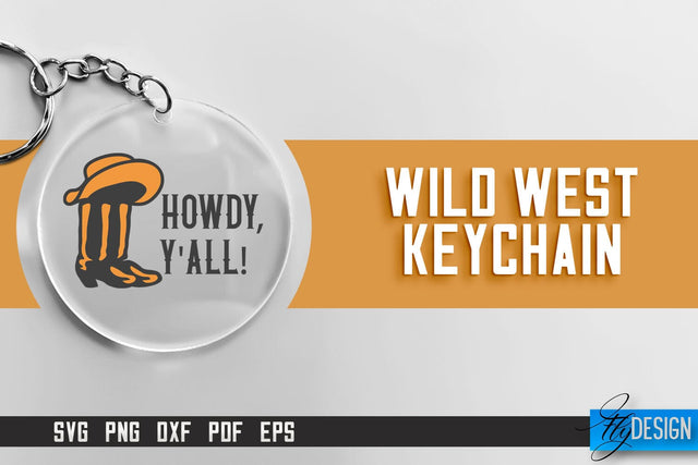 Cowboy & Wild West SVG | Keychain SVG | Cowboy Keychain Design SVG Fly Design 