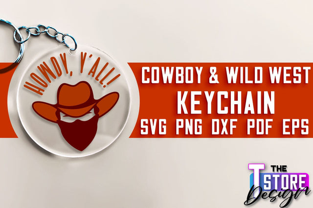 Cowboy & Wild West SVG | Keychain SVG | Cowboy Keychain Design SVG The T Store Design 