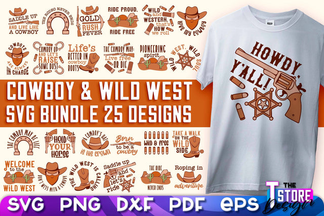 Cowboy & Wild West SVG | Western SVG Design | Cowboy T-Shirt Design v.1 SVG The T Store Design 