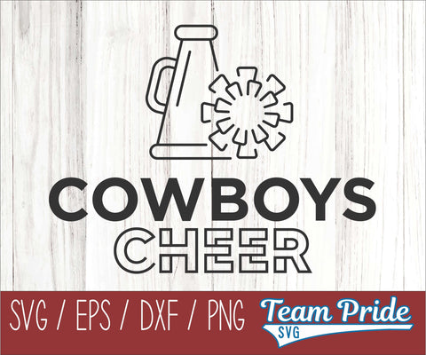 Cowboys Cheer Line Art SVG Digital Download Printable - SVG, EPS, DXF, PNG SVG Team Pride SVG 