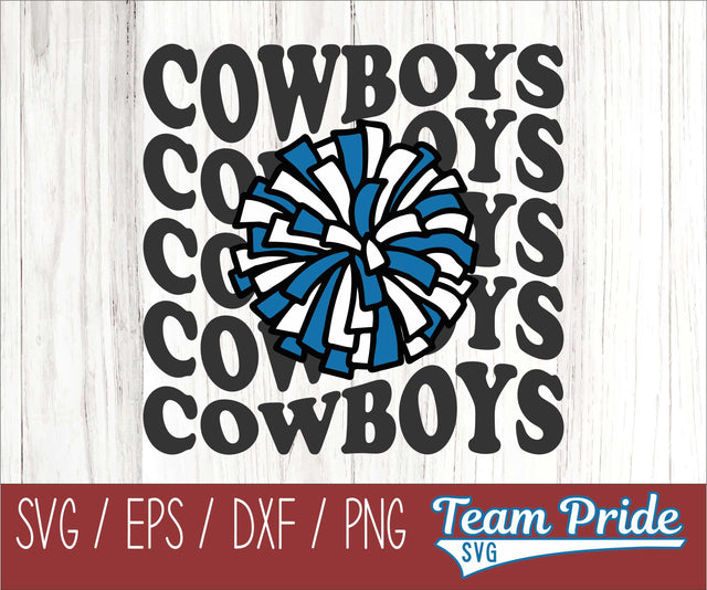Cowboys Cheer Vintage Wave SVG Digital Download Printable - SVG, EPS, DXF, PNG SVG Team Pride SVG 
