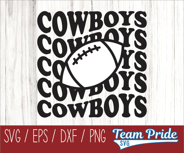 Cowboys Football Retro Wave SVG Digital Download Printable - SVG, EPS, DXF, PNG SVG Team Pride SVG 