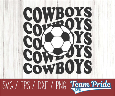 Cowboys Soccer Retro Wave SVG Digital Download Printable - SVG, EPS, DXF, PNG SVG Team Pride SVG 