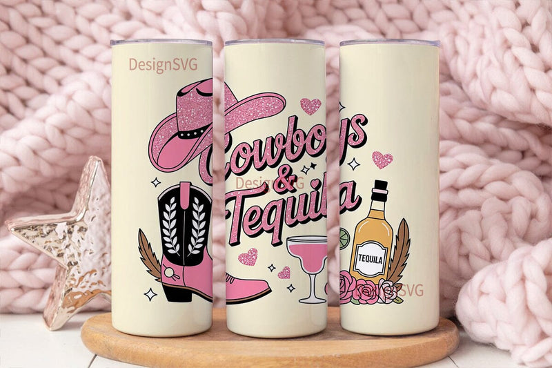 Cowboys & Tequila 20oz Tumbler Wrap Sublimation DesignSVG 