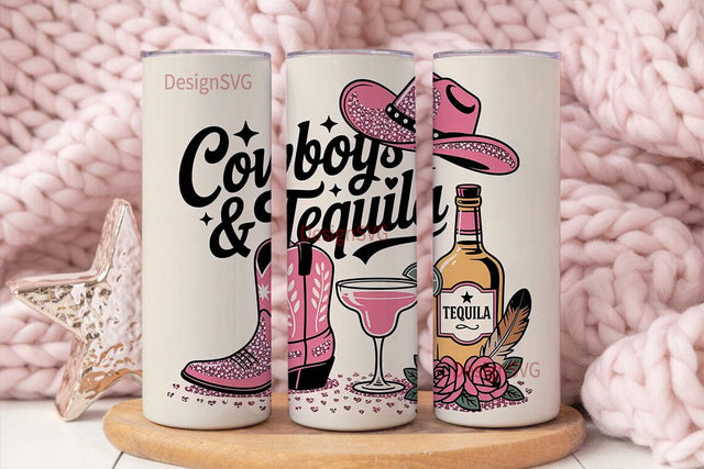 Cowboys & Tequila 20oz Tumbler Wrap Sublimation DesignSVG 