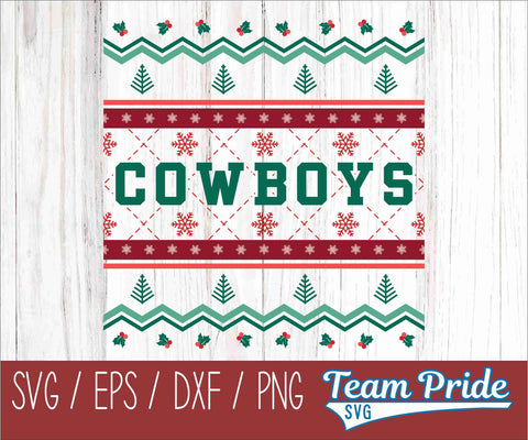 Cowboys Ugly Christmas Sweater Festive Holiday Design SVG, EPS, DXF, PNG SVG Team Pride SVG 