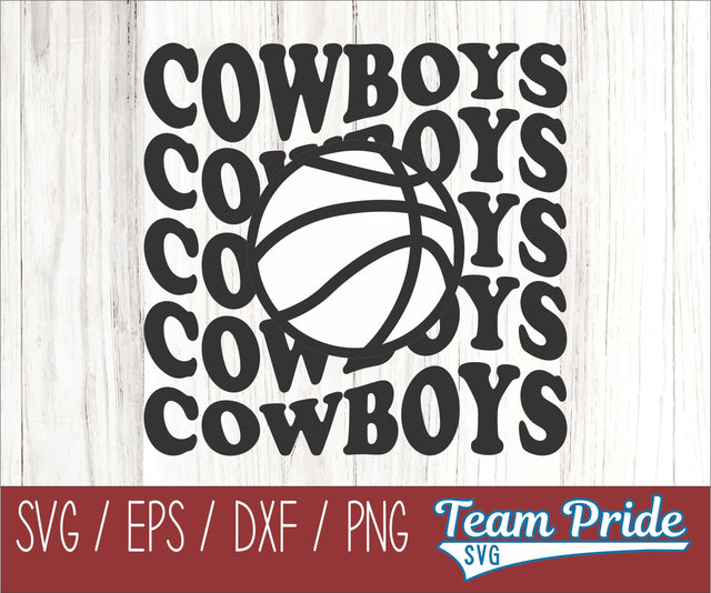 Cowboys Vintage Wave Basketball SVG Digital Download Printable - SVG, EPS, DXF, PNG SVG Team Pride SVG 