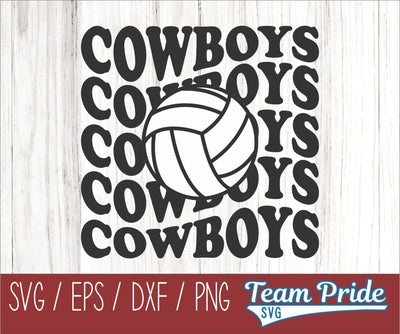 Cowboys Volleyball Retro Wave SVG Digital Download Printable - SVG, EPS, DXF, PNG SVG Team Pride SVG 