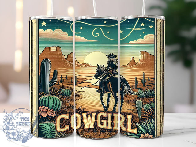 Cowgirl Adventure 20oz Skinny Tumbler, Cowgirl Tumbler Png, Straight & Tapered Tumbler Wrap, Instant Digital Download Sublimation ToriDesigns 