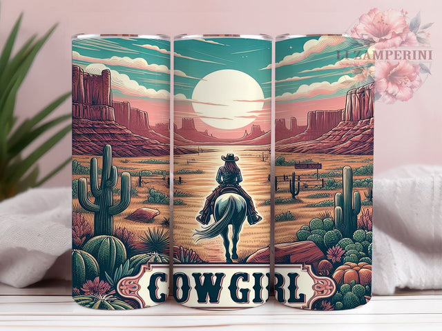 Cowgirl Adventure 20oz Tumbler Wrap PNG, Cowgirl Tumbler Png, Straight & Tapered Tumbler Wrap, Instant Digital Download Sublimation Li Zamperini 