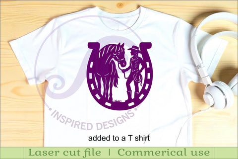 Cowgirl and horse wall sign svg laser cut SVG APInspireddesigns 