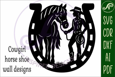 Cowgirl and horse wall sign svg laser cut SVG APInspireddesigns 