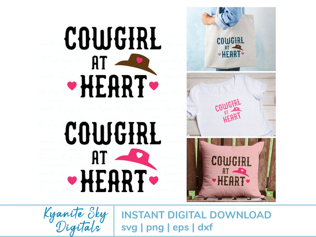 Cowgirl at Heart quote SVG western hat cut file SVG Kyanite Sky Digitals 