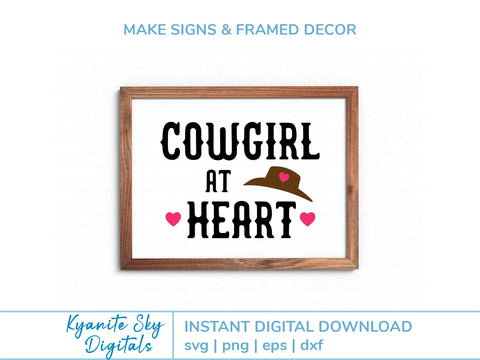 Cowgirl at Heart quote SVG western hat cut file SVG Kyanite Sky Digitals 