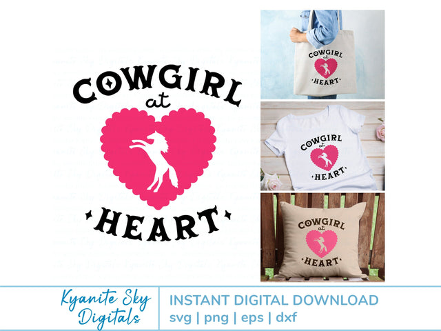 Cowgirl at Heart SVG western quote with horse SVG Kyanite Sky Digitals 