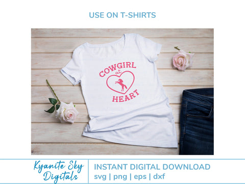 Cowgirl at Heart SVG western ranch girl quote with horse in heart SVG Kyanite Sky Digitals 