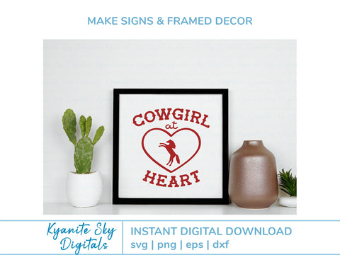 Cowgirl at Heart SVG western ranch girl quote with horse in heart SVG Kyanite Sky Digitals 