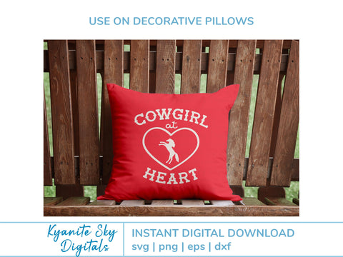 Cowgirl at Heart SVG western ranch girl quote with horse in heart SVG Kyanite Sky Digitals 