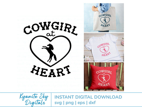 Cowgirl at Heart SVG western ranch girl quote with horse in heart SVG Kyanite Sky Digitals 