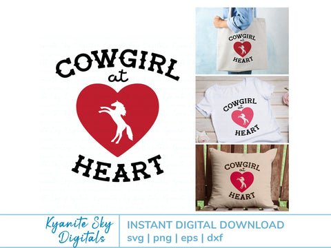 Cowgirl at Heart SVG western ranch girl quote with horse SVG Kyanite Sky Digitals 