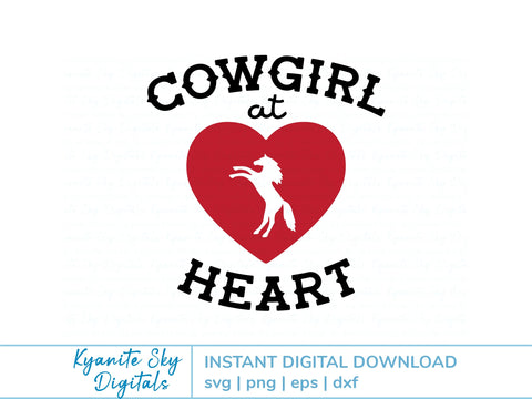 Cowgirl at Heart SVG western ranch girl quote with horse SVG Kyanite Sky Digitals 