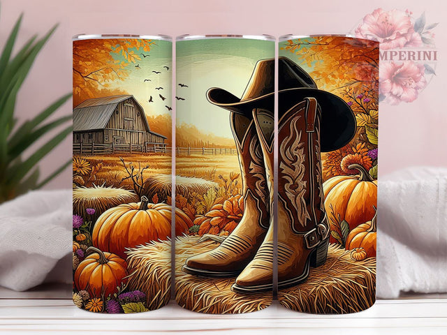 Cowgirl Autumn 20oz Tumbler Wrap PNG, Fall Pumpkins Country Girl Tumbler Png, Straight & Tapered Tumbler Wrap, Instant Digital Download Sublimation Li Zamperini 