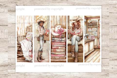 Cowgirl Bookmarks Printable | Wild West Fantasy Designs SVG GlamArtZhanna 