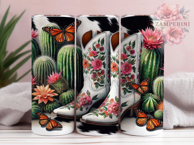 Cowgirl Boot Western Tumbler Wrap, Western Fashion Cup, Ranch Style Tumbler, Country Girl Gift, Boot Pattern Art, Rodeo Girl Design, Western Wear Pattern Sublimation Li Zamperini 
