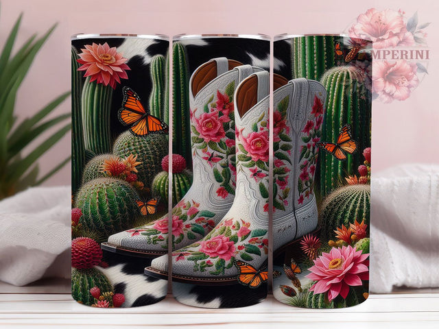 Cowgirl Boot Western Tumbler Wrap, Western Fashion Cup, Ranch Style Tumbler, Country Girl Gift, Boot Pattern Art, Rodeo Girl Design, Western Wear Pattern Sublimation Li Zamperini 