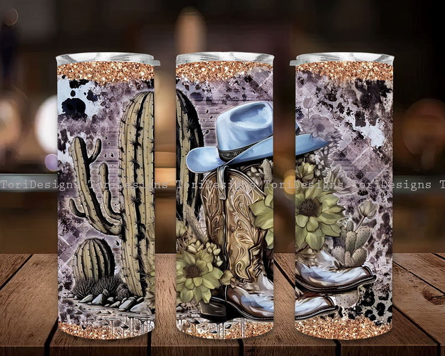 Cowgirl Boots 20 oz Skinny Tumbler Sublimation Design Digital Download PNG Instant, Western Country Rustic Girl Tumbler Sublimation ToriDesigns 