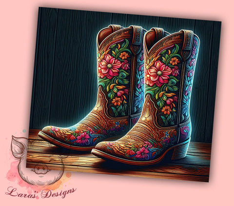 Cowgirl Boots 20 oz Skinny Tumbler Sublimation Design, Straight & Tapered Tumbler Png, Country Lover Tumbler Png, Digital Download PNG Sublimation Lara' s Designs 