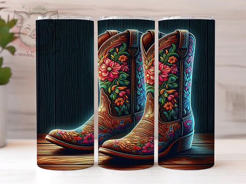 Cowgirl Boots 20 oz Skinny Tumbler Sublimation Design, Straight & Tapered Tumbler Png, Country Lover Tumbler Png, Digital Download PNG Sublimation Lara' s Designs 