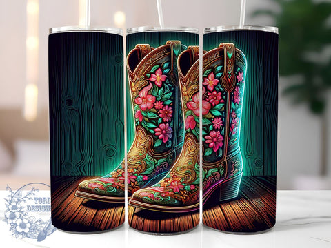 Cowgirl Boots 20oz Skinny Tumbler PNG, Country Lover Tumbler Sublimation Wrap, Straight & Tapered Tumbler Wrap, Instant Digital Download Sublimation ToriDesigns 