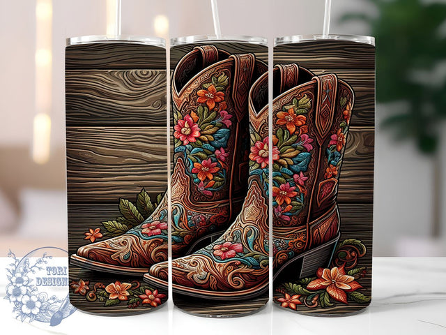 Cowgirl Boots 20oz Skinny Tumbler PNG, Country Lover Tumbler Sublimation Wrap, Straight & Tapered Tumbler Wrap, Instant Digital Download Sublimation ToriDesigns 