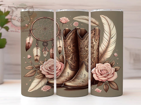 Cowgirl Boots 20oz Tumbler Png, Straight & Tapered Tumbler Png, Boho Western Tumbler Png, Digital Download PNG Sublimation Lara' s Designs 