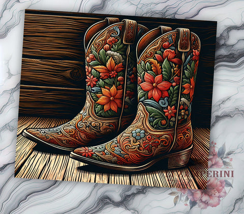 Cowgirl Boots 20oz Tumbler Wrap PNG, Country Lover Tumbler PNG Sublimation Design, Straight & Tapered Tumbler Wrap, Instant Digital Download Sublimation Li Zamperini 