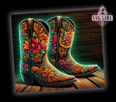 Cowgirl Boots 20oz Tumbler Wrap Sublimation Design, Straight Tapered Tumbler Wrap, Country Lover Tumbler Png, Instant Digital Download Sublimation SvggirlplusArt 