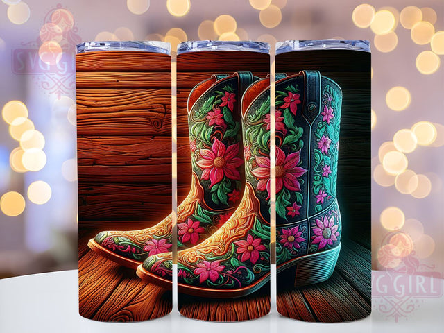 Cowgirl Boots 20oz Tumbler Wrap Sublimation Design, Straight Tapered Tumbler Wrap, Country Lover Tumbler Png, Instant Digital Download Sublimation SvggirlplusArt 